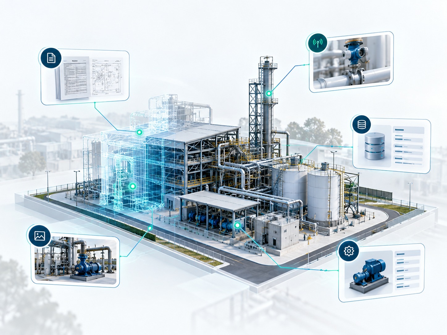 Site industriel connecté à ses documents, équipements et données 3D