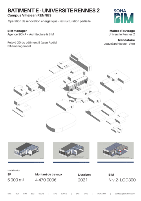 Aperçu de la réalisation Bâtiment E — Université Rennes 2